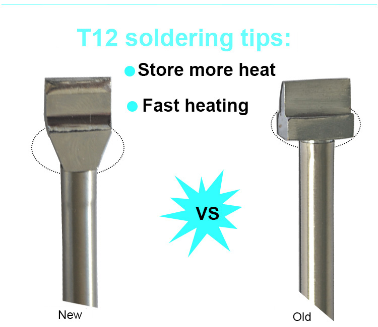 Gudhep New T12 Soldering Tips T12-1401 Replacement Welding Tips for fx951 Soldering Rework Station