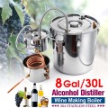 Efficient 2/3/5/8 Gallon DIY Home Brew Distiller Moonshine Alcohol Still Stainless Copper Water Wine Essential Oil Brewing Kit
