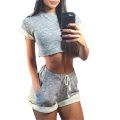 New Women's Yoga Set Summer Solid Short Sleeve Home Gym Training Wear Short Tops Loose Shorts Fitness Sports Exercise 2020