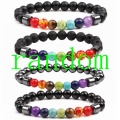 8mm Black Onyx Round Bedas 7 Chakra Healing Reiki Brcelet