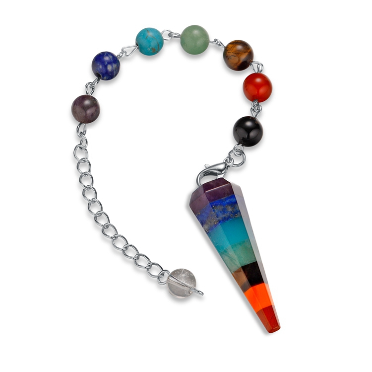 7 Chakra Stones Necklaces Gemstone Pendant Necklace Energy Healing Crystal Divination Pendulum for Women Girls
