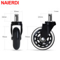 NAIERDI 5PCS Office Chair Caster Wheels 3 Inch Swivel Rubber Caster Wheels Replacement Soft Safe Rollers Furniture Hardware