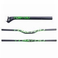 TOMTOU Matte Green Cycling Mountain Bike Handlebar Set 3K Carbon Fiber MTB Bicycle Handlebars + Seatpost + Stem - TG1T23