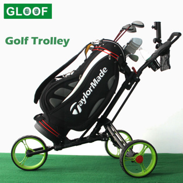 1Pcs Golf Pull Cart Foldable Light Weight 3 Wheel Golf Push Cart, Folding Golf Pull Trolley with Drink Holder