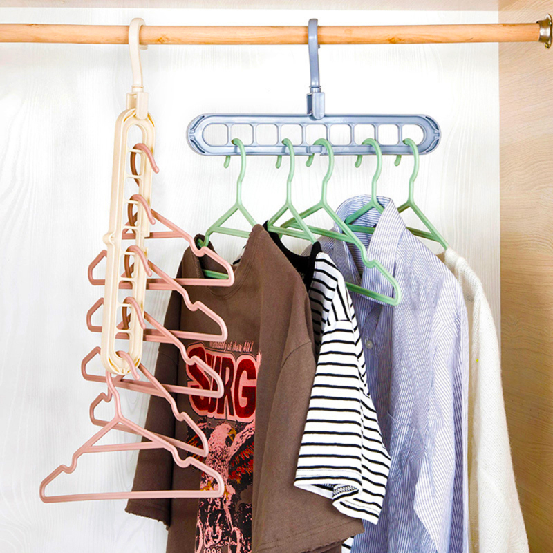 Multi-function Nine-hole Hanger Space Saving Folding Clothes Hanger Drying Closet Home Bedroom Storage Holder Hanger