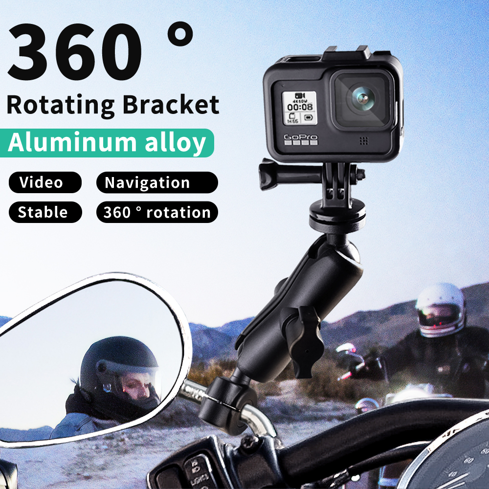 Metal Motorcycle Camera Holder Handlebar Mirror Mount Stand For Gopro 8 7 6 DJI OSMO Action Insta360 Sports Cameras Accessories