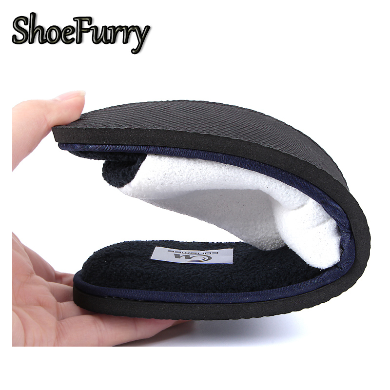 ShoeFurry Winter Men Casual Cotton Shoes Home Indoor Slippers Sandals Soft Plush Warm Bedroom Slippers Male Hotel Spa Slippers