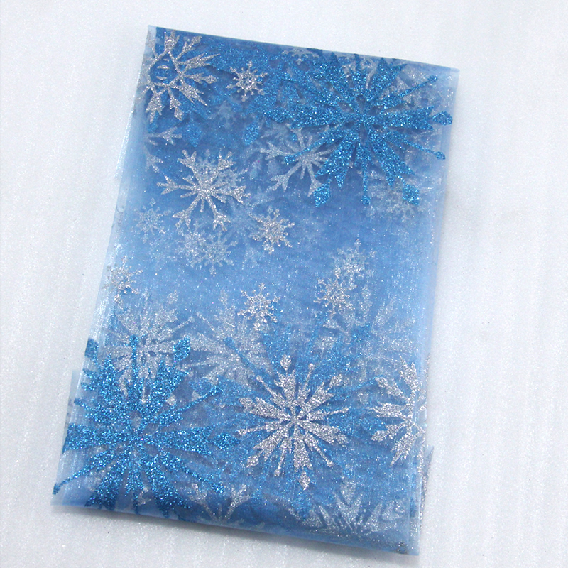 50*145CMSnowflake Printed Glitter Metallic Yarn Fabric,DIY Handmade Materials For Sewing Tilda Doll,1Yc803