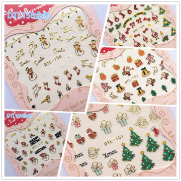 Christmas 3D Nail Stickers Decals Snowman Santa Clause Deer Nail Art New Year Slider Manicure Full Wraps Tool