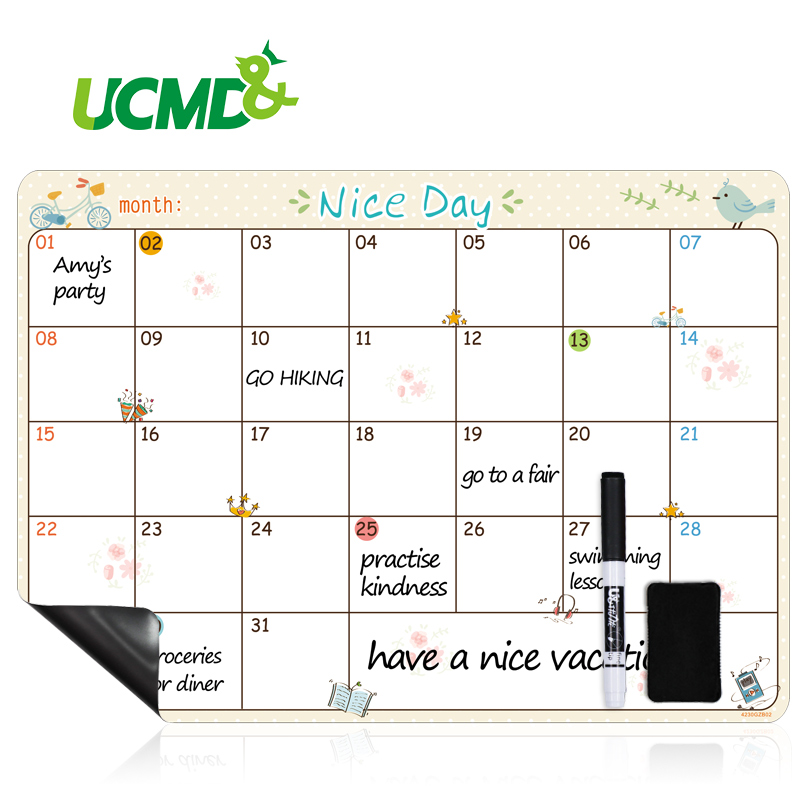 Magnetic Whiteboard Stickers Dry Erase Daily Monthly Calendar Plan List Family Nice Day Agenda Schedule for Kitchen Refrigerator