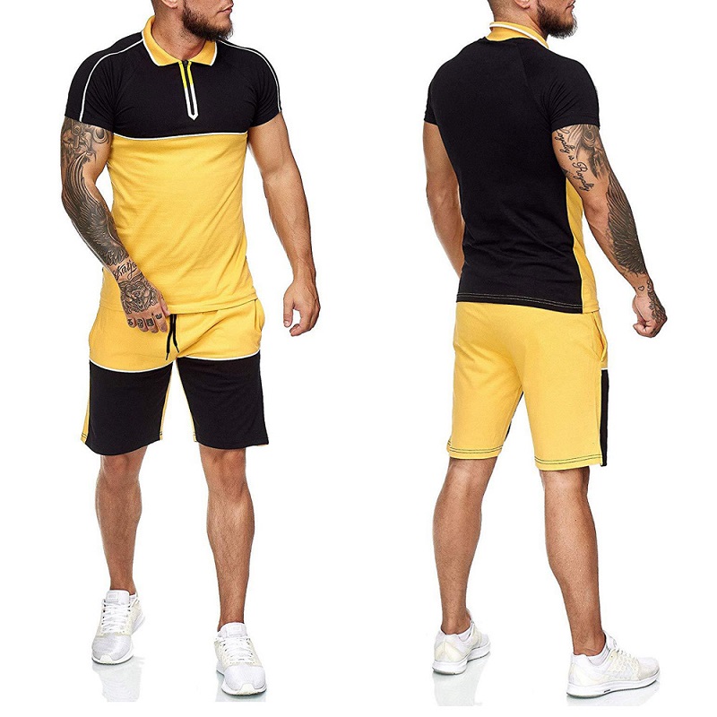 Summer men's sportswear short-sleeved + shorts suits, men's fitness wear, men's marathon jogging wear and men's casual wear.