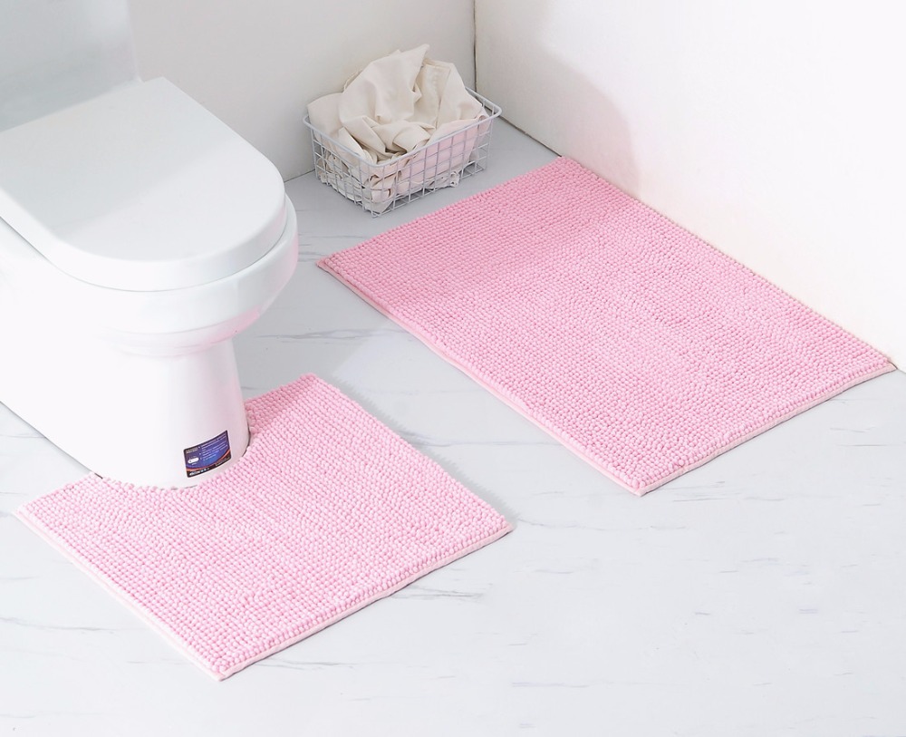 Bathroom 2Pcs/Set Bathroom Mat Set Embossing Flannel Floor Rugs Cushion Toilet Seat Cover Bath Mat for Home Decoration
