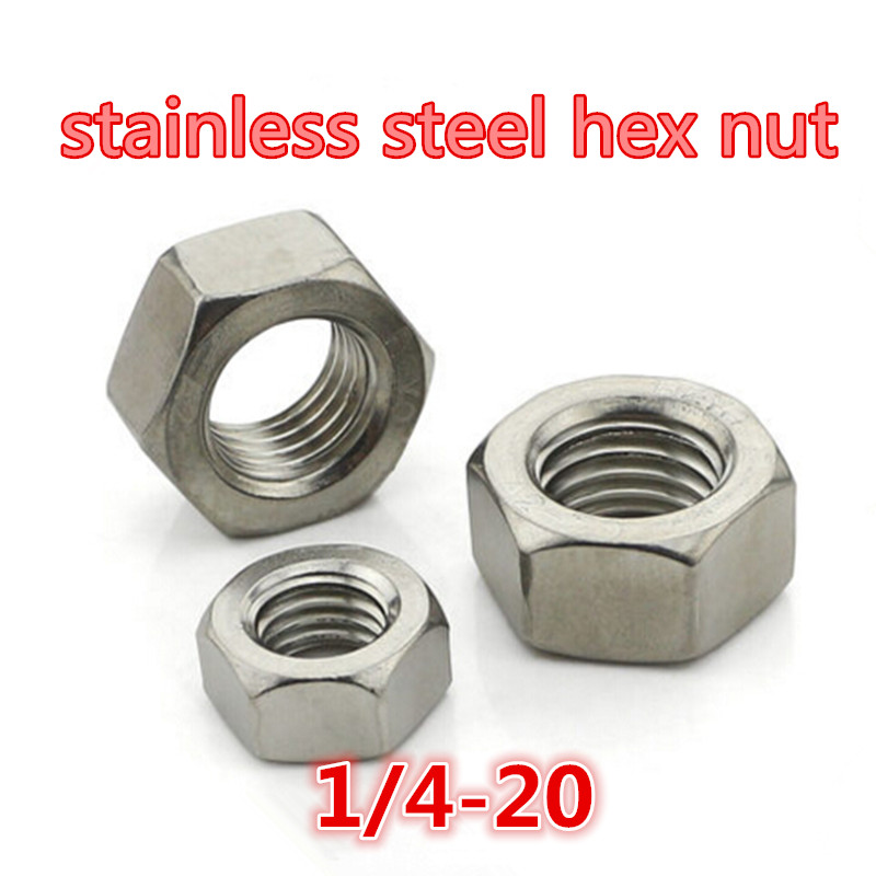 100pcs 1/4 - 20 a2 - 70 304 stainless steel hex nut