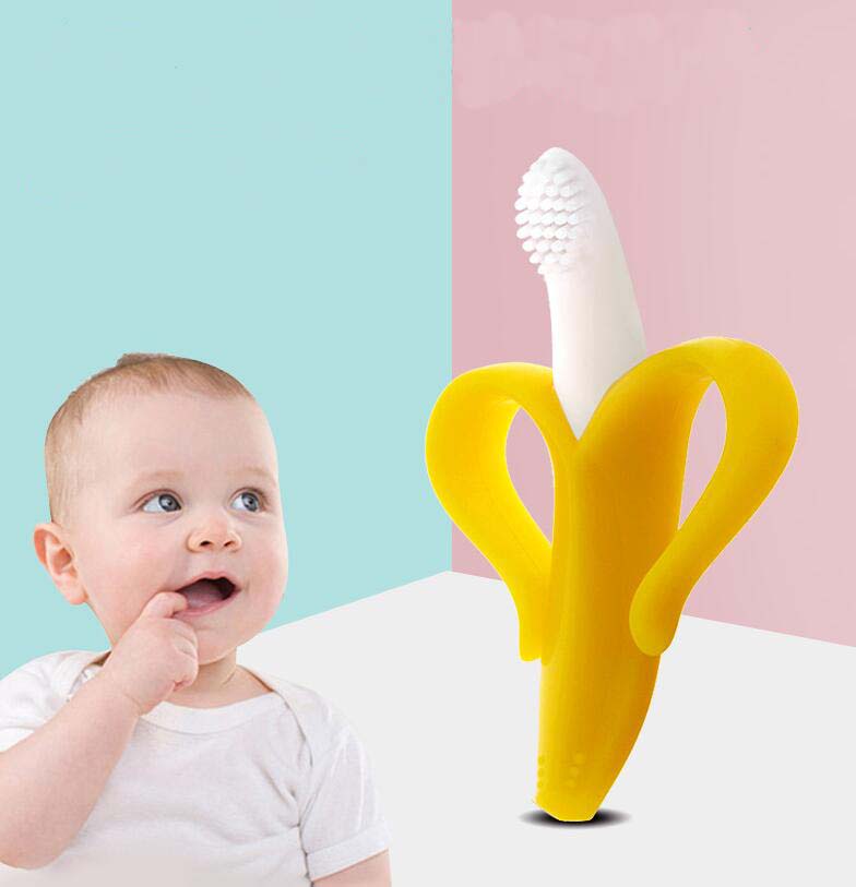 High Quality Baby Teether Toys BPA Banana Teething Ring Silicone Chew Dental Care Toothbrush Nursing Beads Gift For Infant