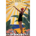Vintage Beach Surfing Travel Poster sur la cote d'azur Classic Canvas Paintings Wall Posters Stickers Home Decor Gift