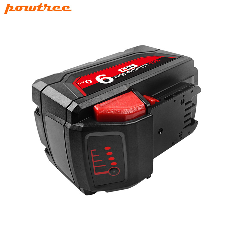 Powtree For Milwaukee M18 9000mAh 18V M18 Power Tools Rechargeable Li-ion Battery Replacement 48-11-1815 48-11-1850 48-11-1840