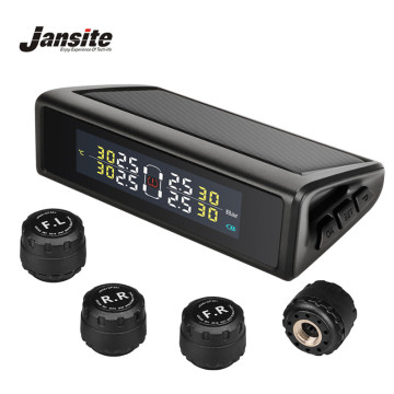 Jansite TPMS Car alarm Tire Pressure sensors Monitoring Intelligent System Solar Power USB charge LED Display 4 Internal Sensors