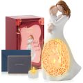Mom and Child Candle Holder Statue Flickering LED