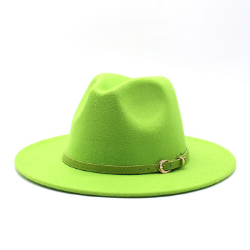56-60CM All-match Wide Brim Fedora Hat For Women Solid Color Wool Felt Hat For Men Autumn Winter Panama Gamble Yellow Jazz Cap