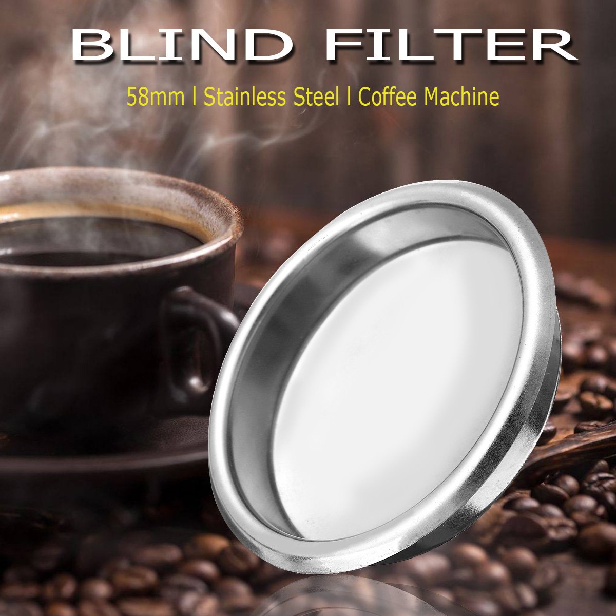 New 58Mm Coffee Machine Blank Filter/Stainless Steel Backwash Cleaning Blind Bowl Coffee Machine Accessories