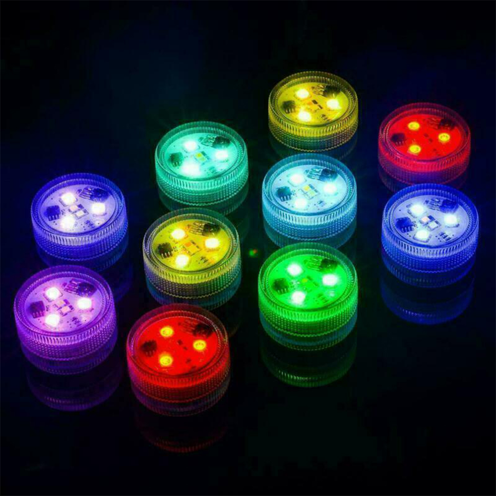 10pcs Underwater Lamp Waterproof Multi Color LED Light with Remote Control Wireless Swimming Pool Lights Garden and Terrace Deco