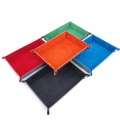 Rectangle PU Leather Velvet Folding Dice Tray Collapsible Rolling Tray Board Game Storage Box Home Decoration Storage Tray