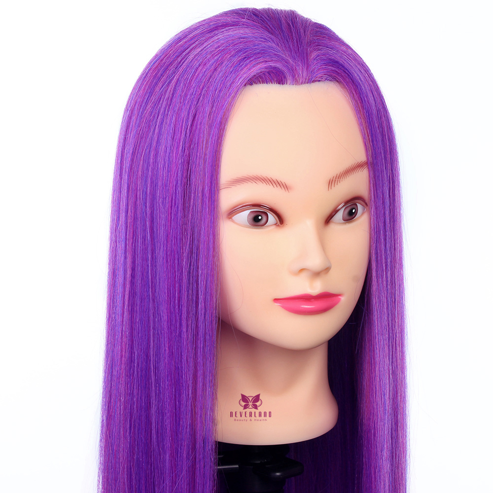 NEVERLAND 30 Inch Colorful Mannequin Head Purple Rainbow Long Hair Training Head Professional Hair Styling PracticeDoll Heads