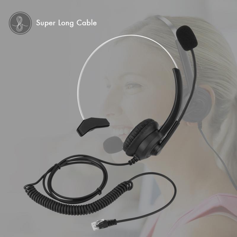 Noise Reduction Headset With Microphone Adjustable Metal Headband Telephone Headphone for Office Call Center Customer Service