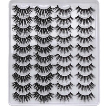20 Pairs Mixed Style 3D Faux Mink False Eyelashes Wispy Fluffy Criss-cross Natural Lashes Eye Makeup Tool Handmade Cruelty-free