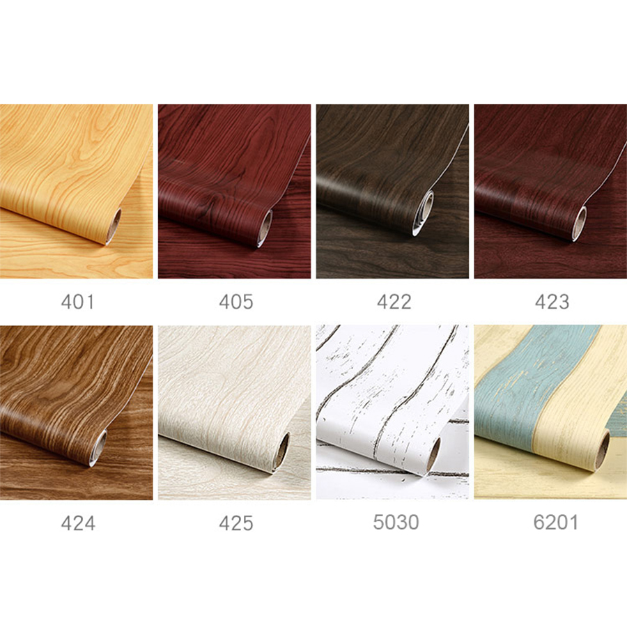 Old Furniture Decorative Stickers PVC Wood Self Adhesive Wallpaper Waterproof Fabric Kitchen Cupboard Wardrobe Door Wall Sticker