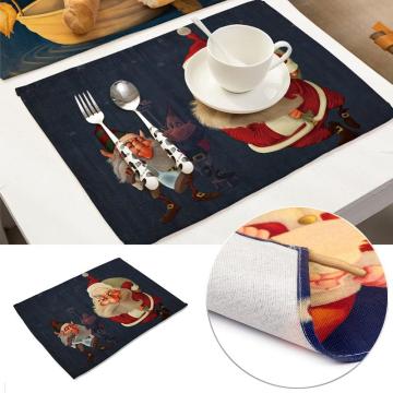 Christmas Table Mat Pad Kitchen Decoration Placemat Santa Claus Cup Coaster Table Napkin For Wedding Dining Accessories