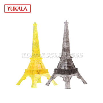 Free shipping dimensional crystal puzzle plastic building assembled toy gift. led music Ai Eiffel Tower in Paris