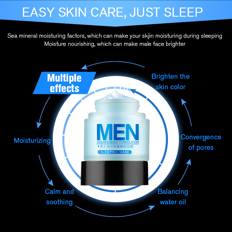 LAIKOU Men Moisturizing Sleep Mask Oil-control Whitening Anti Wrinkel Acne Treatment Skin Care Anti Aging Products