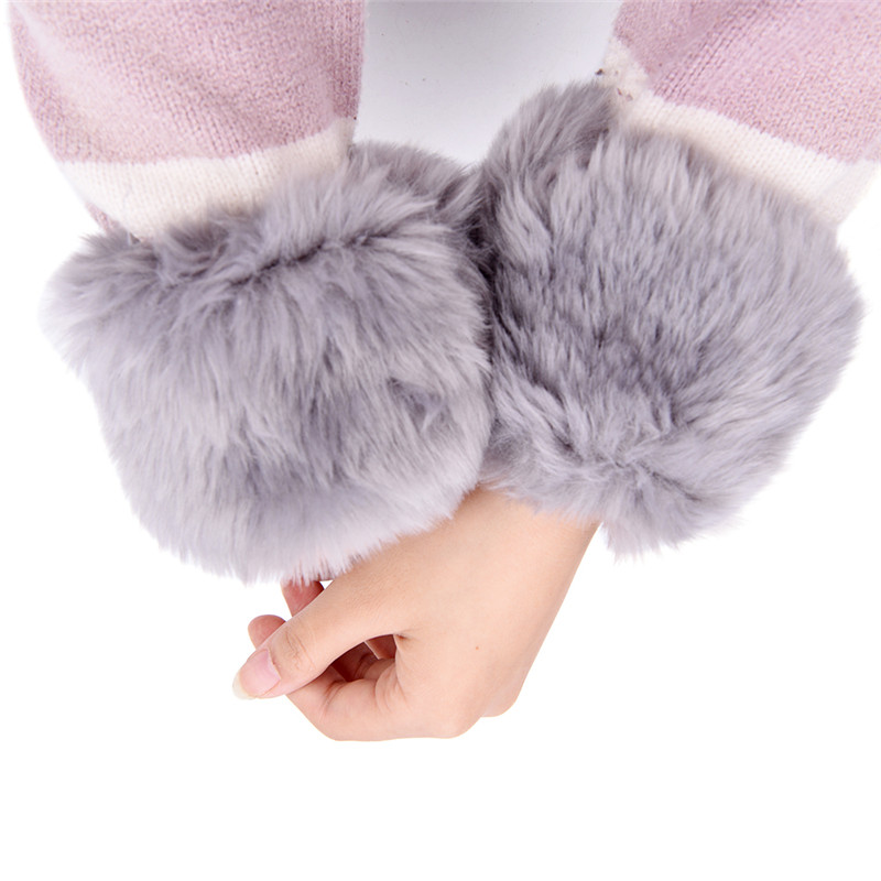 1Pair Women Winter Wrist Warmer Oversleeve Faux Fur Windproof Arm Bracelet Wristbands Arm Sleeves