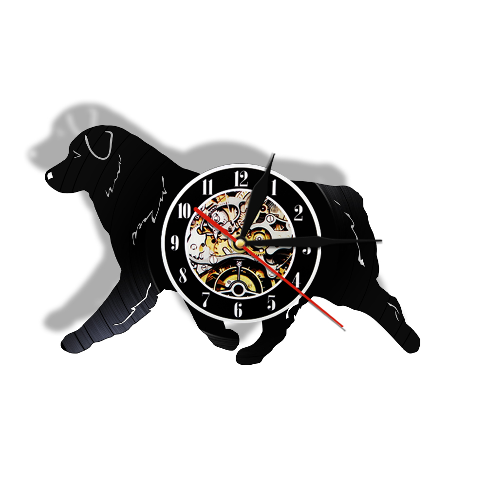 Walking Doggie Canine Portrait Vinyl Wall Lighted Clock Puppy Pet Store Decoration Hanging Watch with Backlight Dog Lover Gift