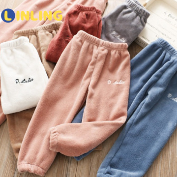 LINLING New Soft Girls Boys Cotton Pants Keep Warm Prevent Cold Spring Autumn Winter Kids Girl Pants Plush Long Trousers V553