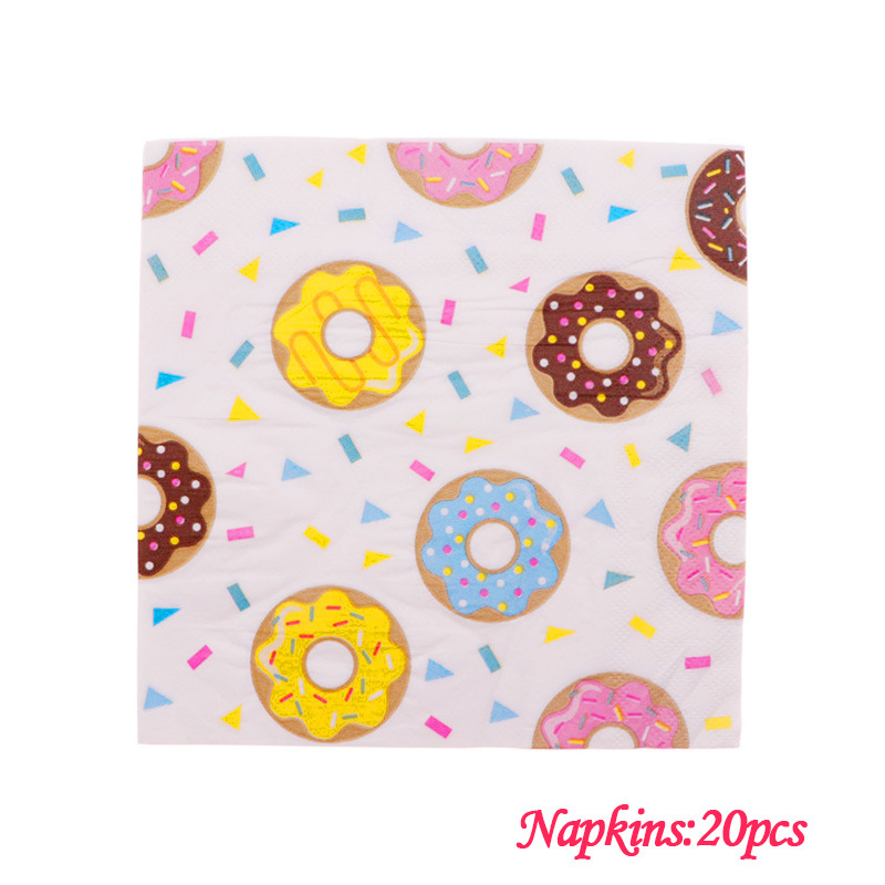 Doughnut Party flag Paper Cup Plates Napkin Donut balloon tablecloth Happy Birthday Baby Shower Candy Bar Party Decoration