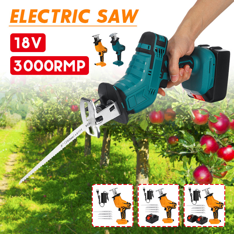 18V Cordless Lithium Battery Reciprocating Saw Wood/Metal Cutting Saw Saber Saw Portable Electric Saw Rechargeable Power Tool