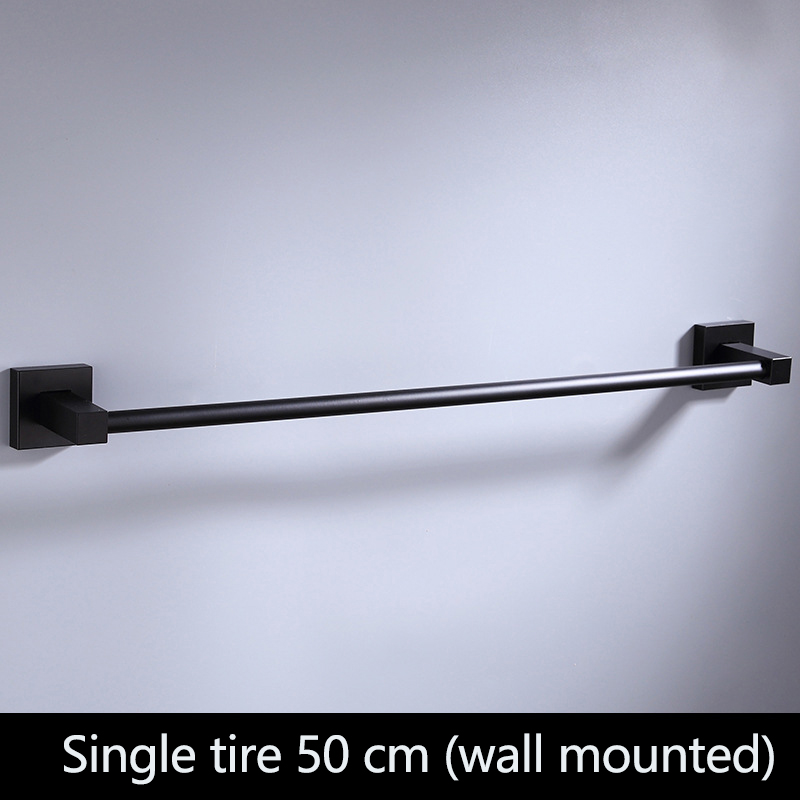 Black matted towel holder bar bathroom modern aluminum quality towel racks bathroom wall mounted bathroom shelves