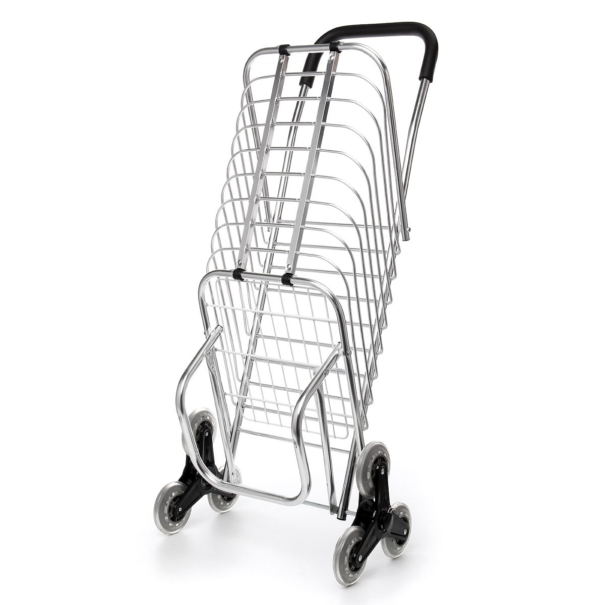 6 Wheels Shopping Carts Trolley Aluminium Foldable Luggage 6 Wheels Folding Basket Trailer