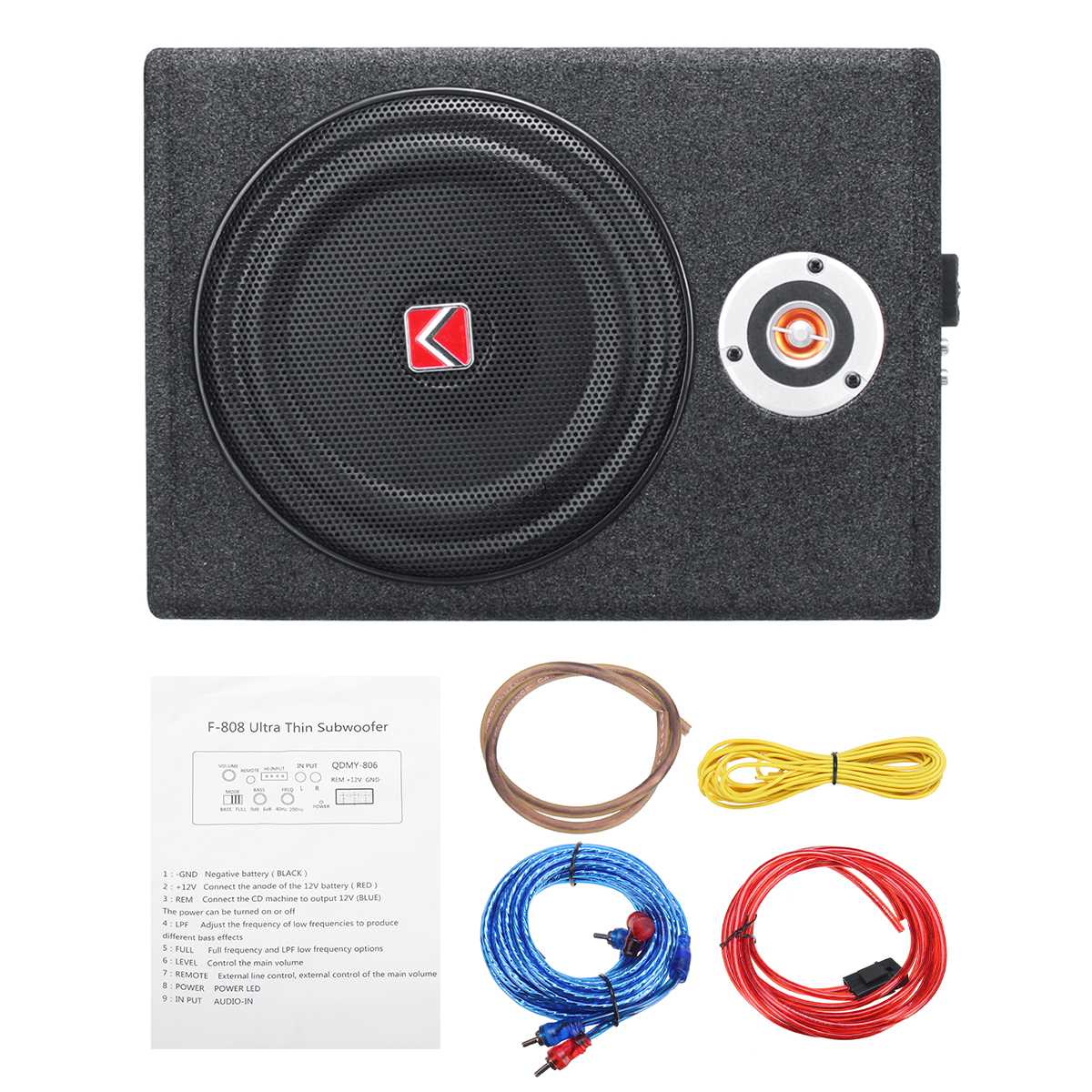 8 Inch 600W Under-Seat Car Subwoofer Modified Speaker Stereo Audio Bass Amplifier Subwoofers Car Audio Auto Speakers