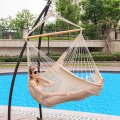 Hanging Rope Mesh Hammock Chair Swing Cotton Rope Mayan Hammock Chair Hanging Chair Swing Seat for Outdoor Indoor Bear 300lbs