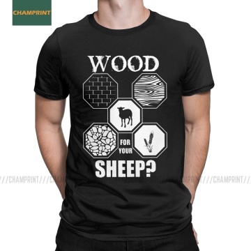 Men's T-Shirt Wood For Your Sheep Board Game Settlers Of Catan Humor Cotton Tee Shirt Short Sleeve Wheat Gamer T Shirt Gift Idea