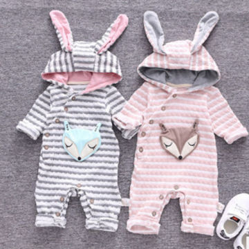 Baby rompers Fox girls clothes new born baby Cartoon pajamas warm winter animal Pajamas roupas de bebe recem nascido