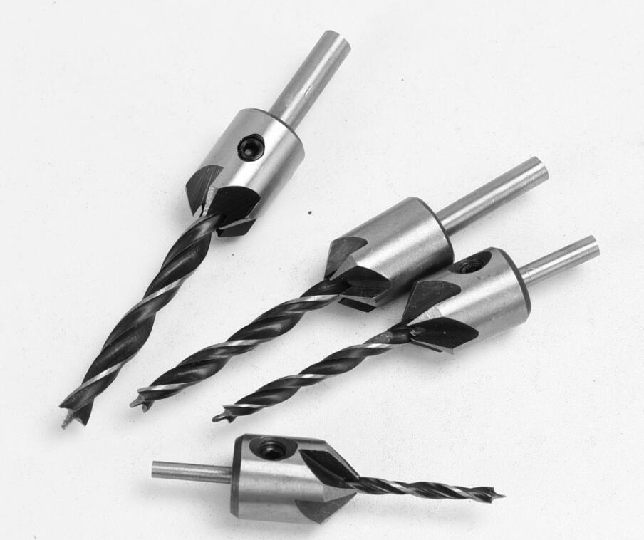 HCS 5 Flute Countersink Drill Bit Set Screw Woodworking Drill Press Set Reamer Screw Woo Tool 3-6mm