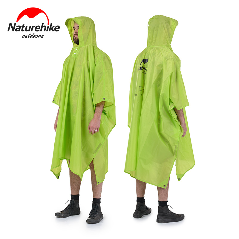 Naturehike 3 in 1 Rain Jackets Outdoor Camping Hiking Cycling Raincoat Poncho MINI Tarp Sun Shade Tent Footprint Camp Mat