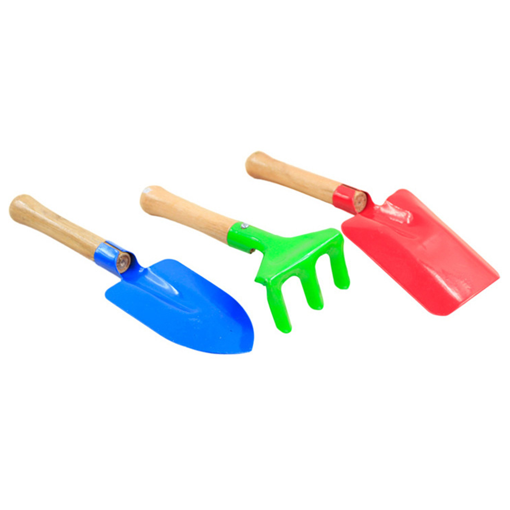 Home Type 3pcs/Set Mini Garden Rake Small Shovel Floral Shovel Wooden Gardening Tools Cute Children Garden Hand Tool Set