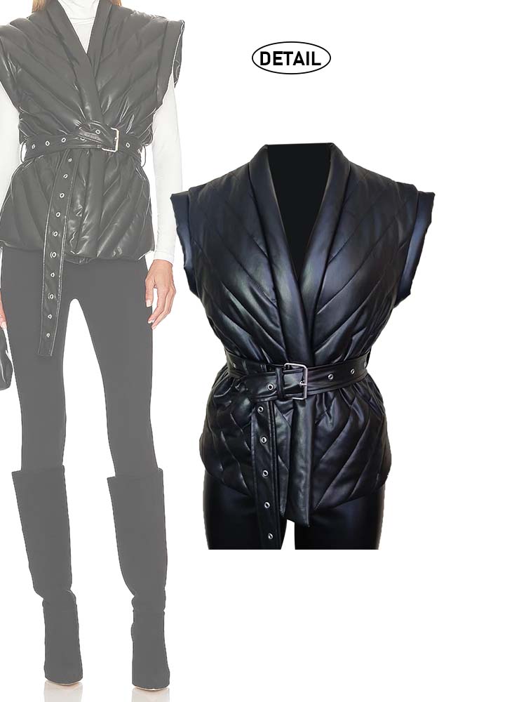 Black Cotton Faux Leather Vest Jpg