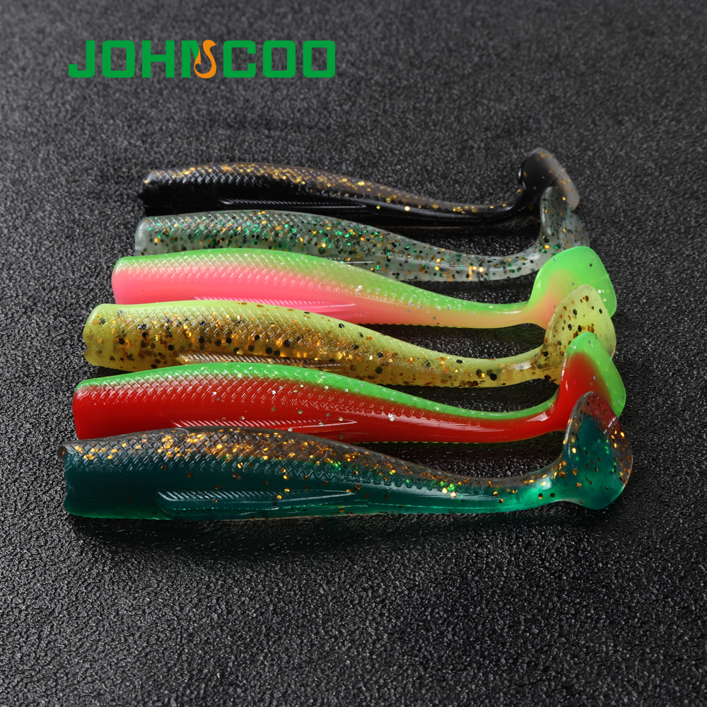 JOHNCOO 12pcs TPR Soft Bait 80mm 5g Soft Paddle Tail Swimbait Fishing Lures Artificial Silicone Bait Wobblers Soft Lures