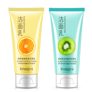 IMAGES Kiwi Fruit Fresh Orange Facial Cleanser Face Wash Deep Clean Nourishing Foam Moisturizing Whitening Anti-Spots Marks